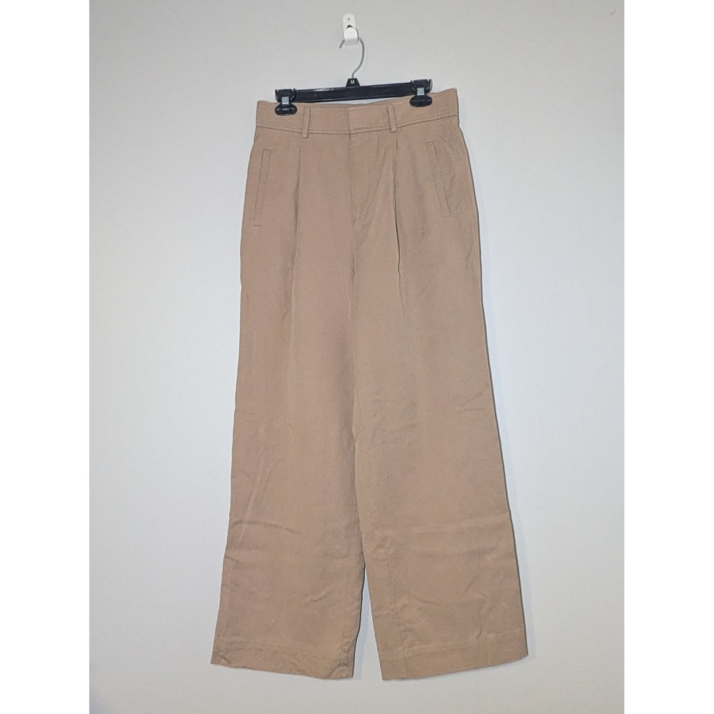 Everlane Way High Drape Pant Khaki Wide Leg Pleated 6R EUC Trouser Officecore
